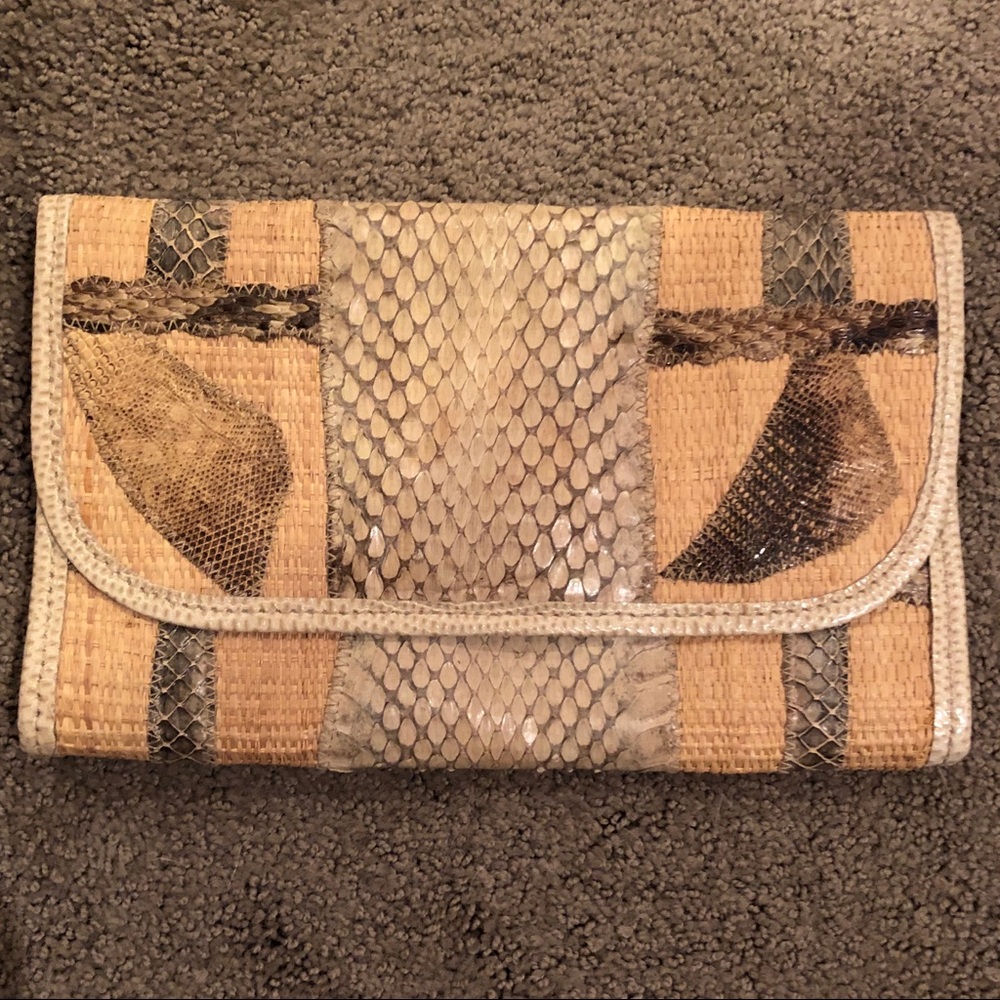 Carlos Falchi snakeskin clutch